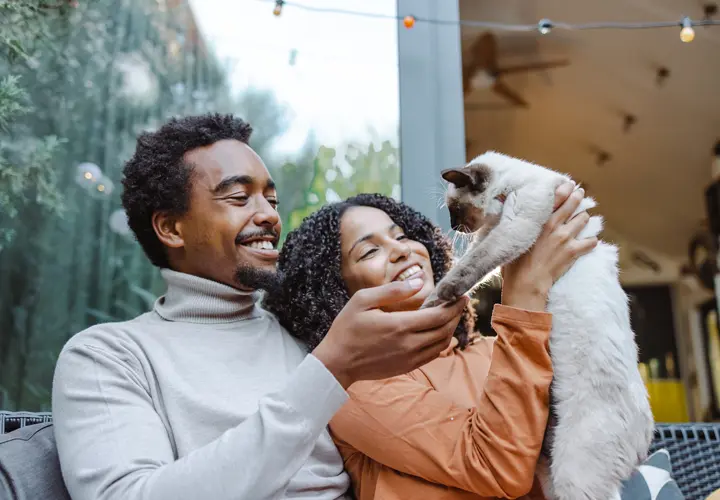 Couple with their Cat